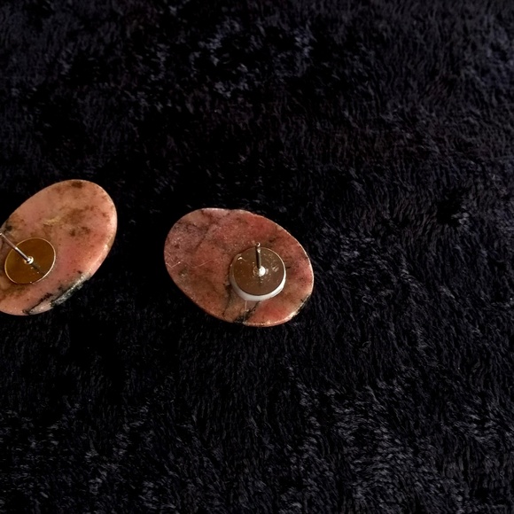 Vintage - Genuine Rhodolite Oval Earrings - Picture 3 of 4